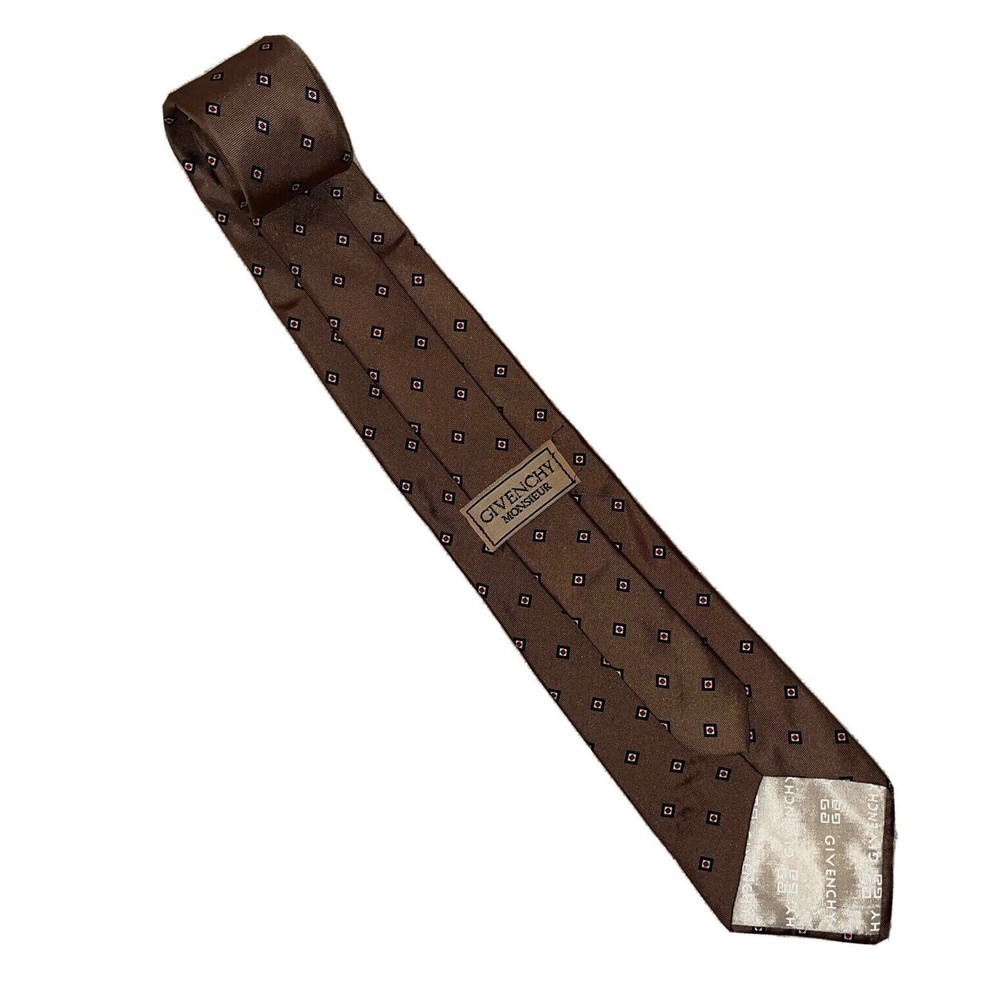 Vintage Givenchy Monsieur Geometric Patterened Classic Silk 57” Tie Italy